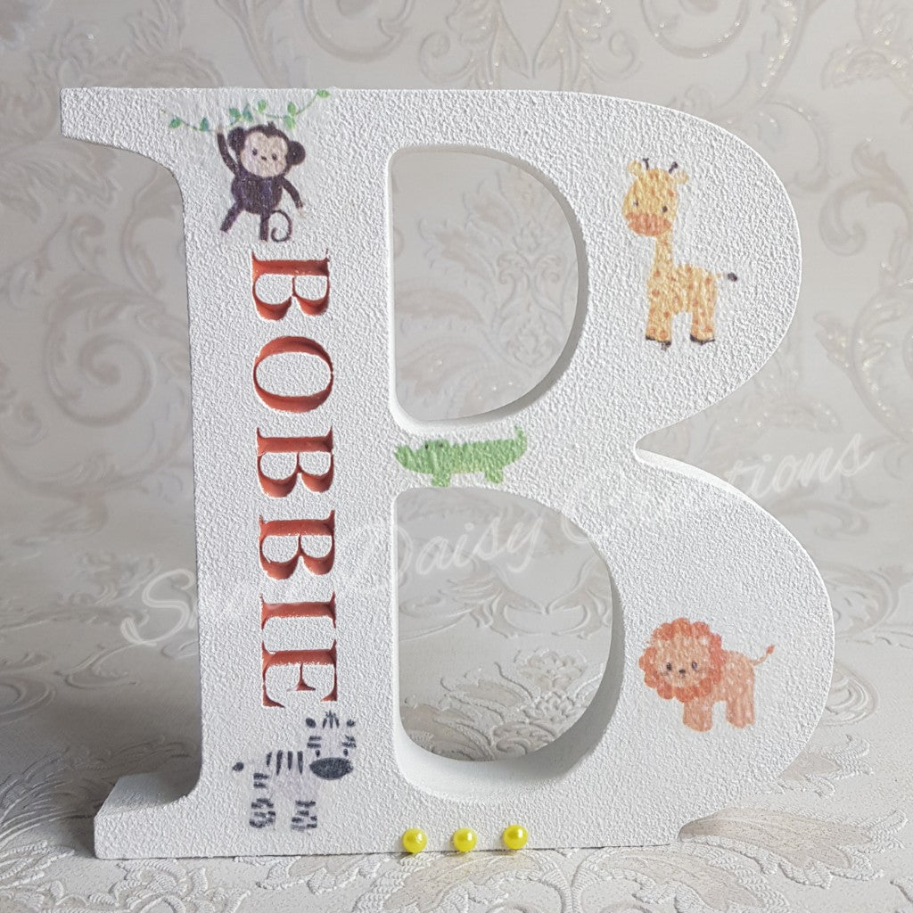 safari themed wooden letter