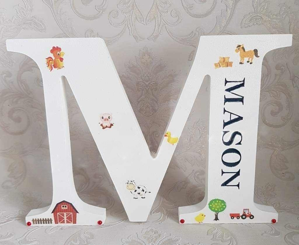 farm theme wooden letter