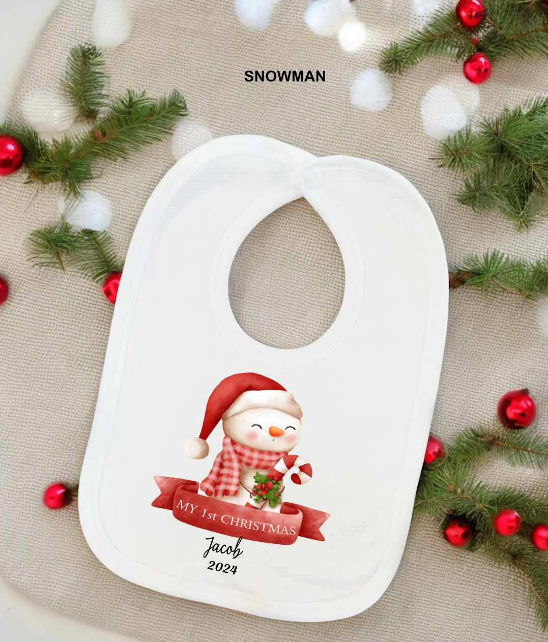 1st christmas baby bib