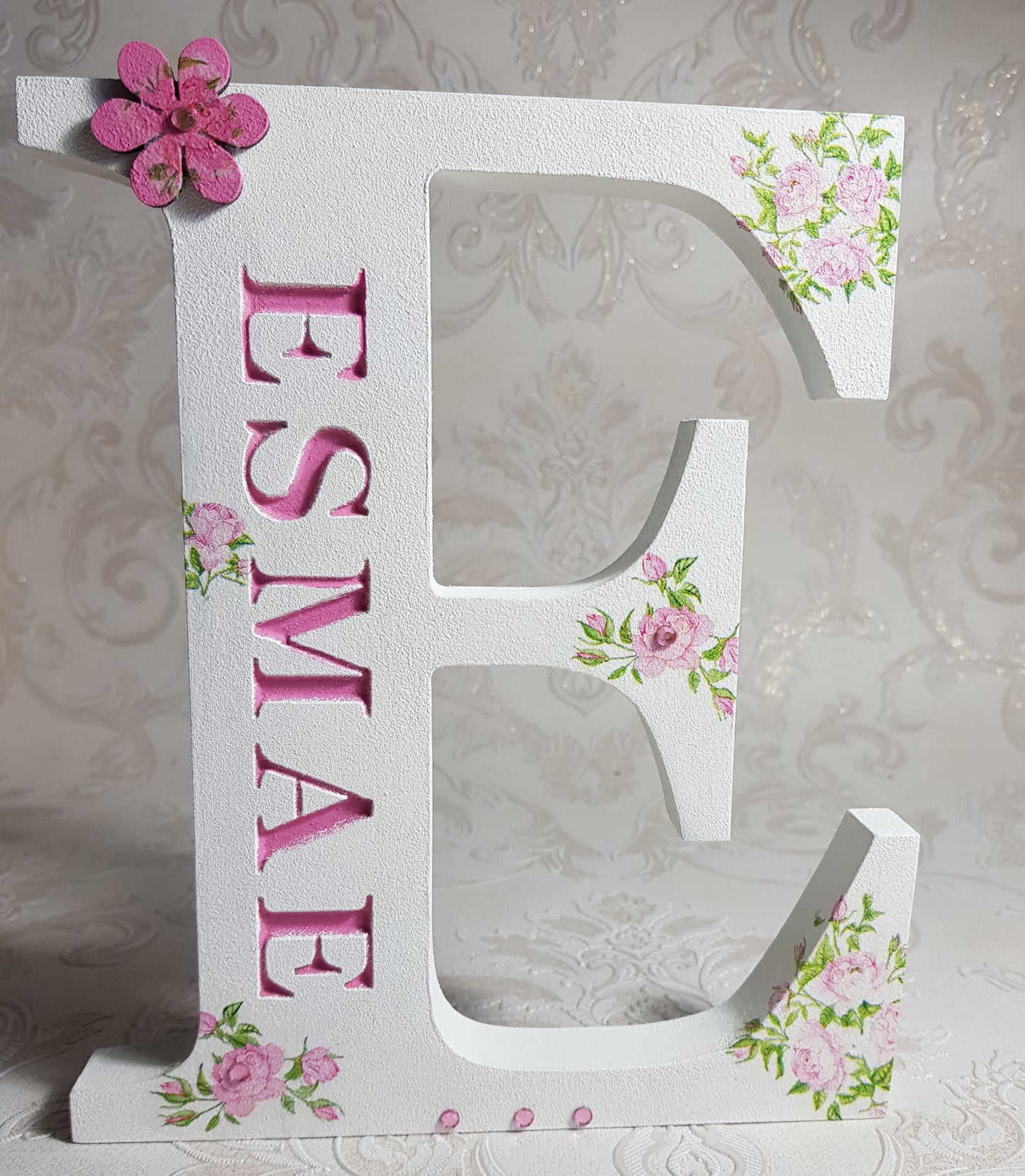 flower design wooden name letter