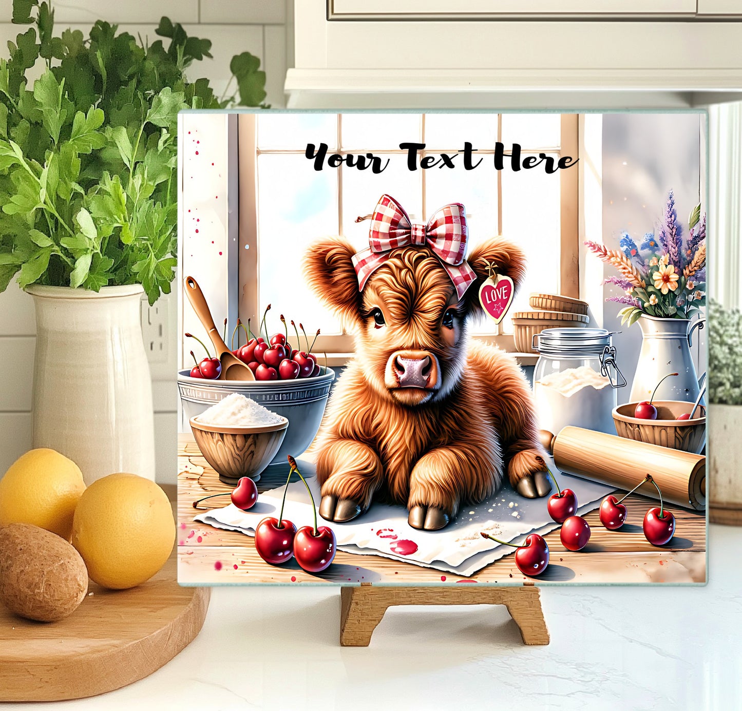 Highland Cow Glass Chopping Board (Small)