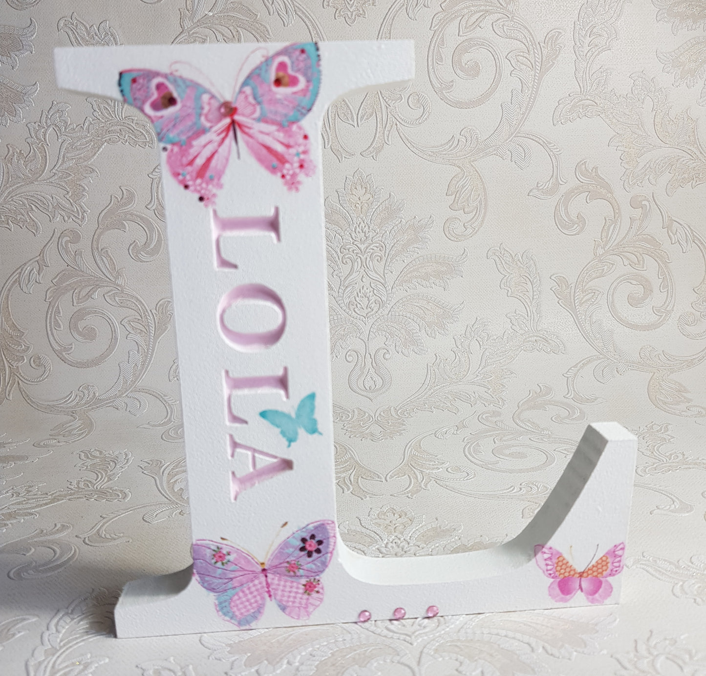butterfly themed wooden name letter