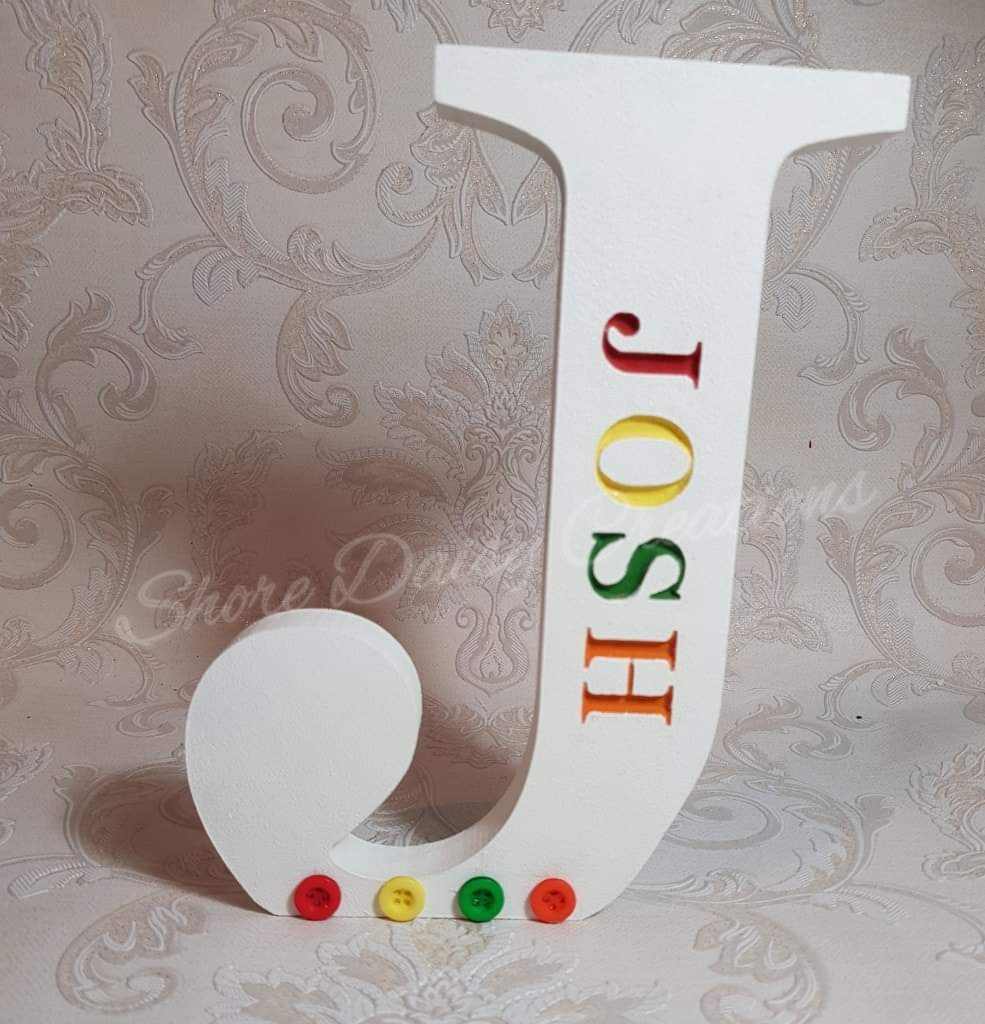 wooden rainbow letter j
