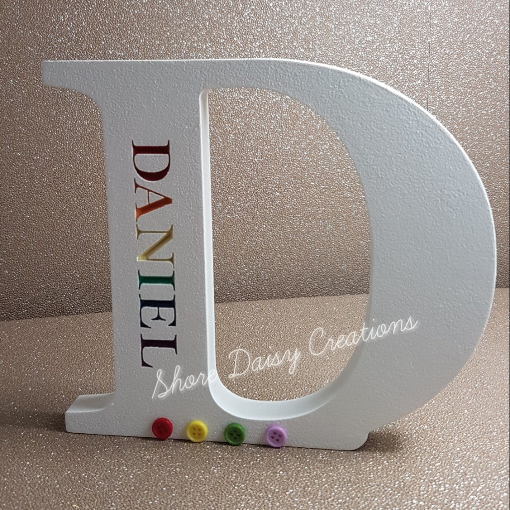 wooden rainbow letter d
