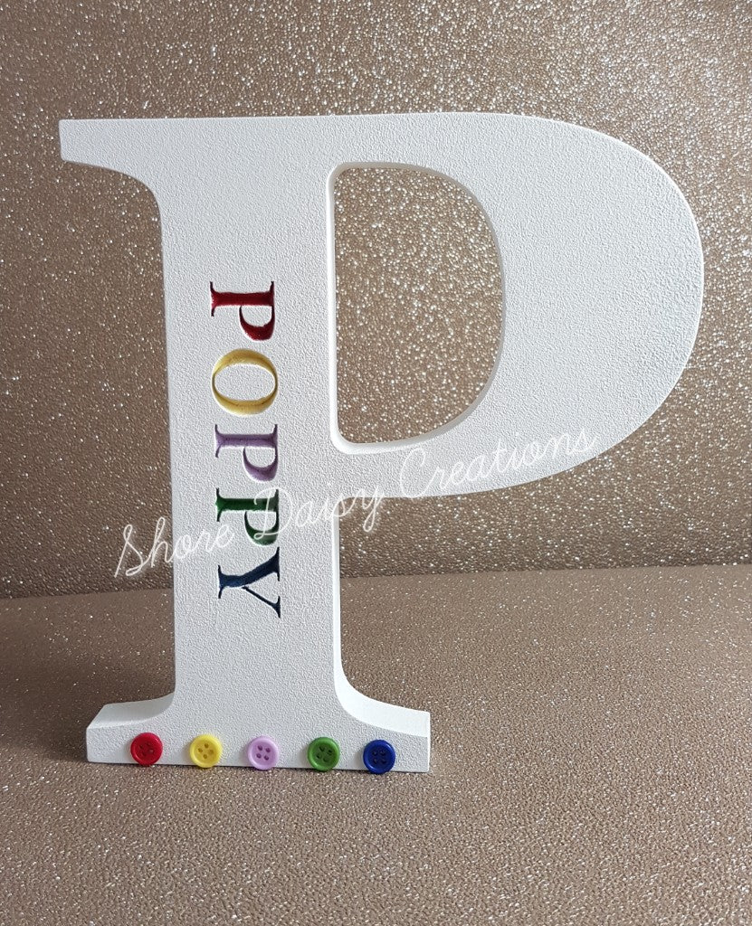 wooden rainbow letter p