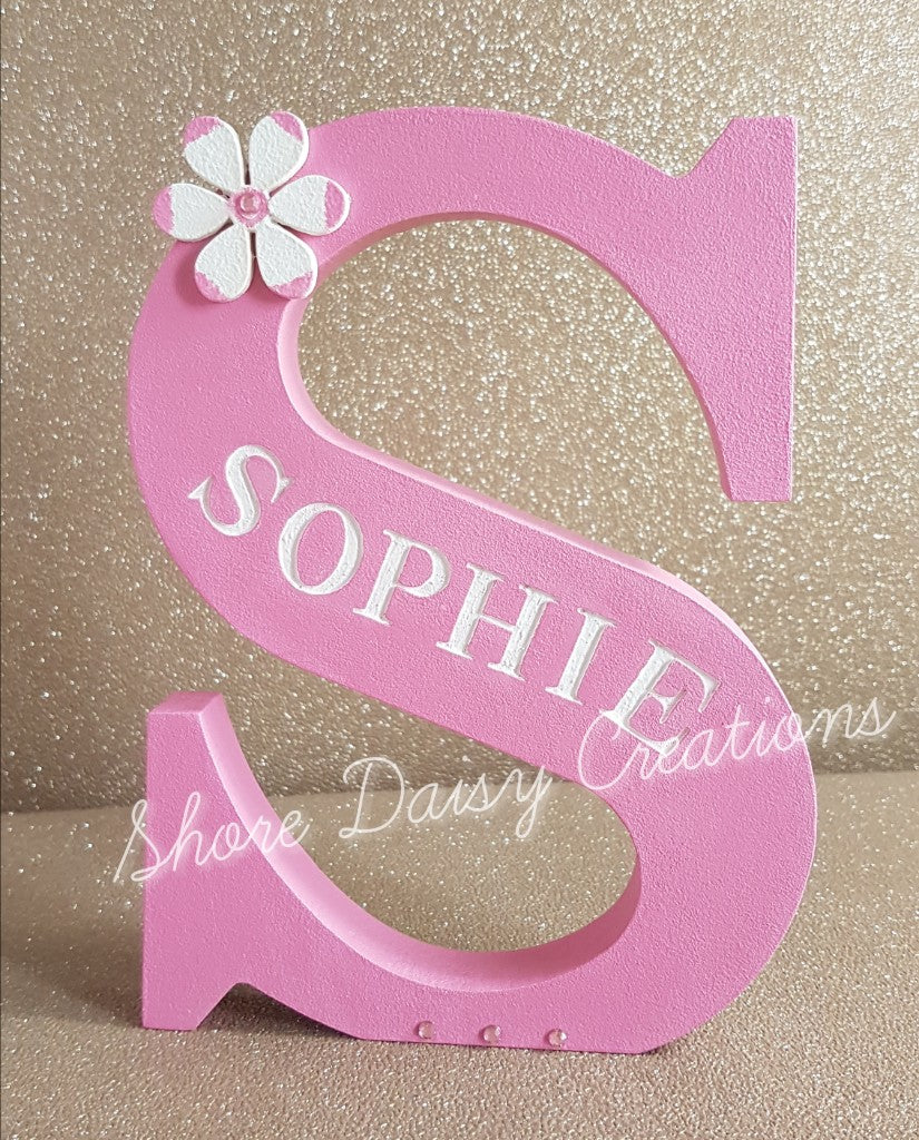 pink wooden letter personalised