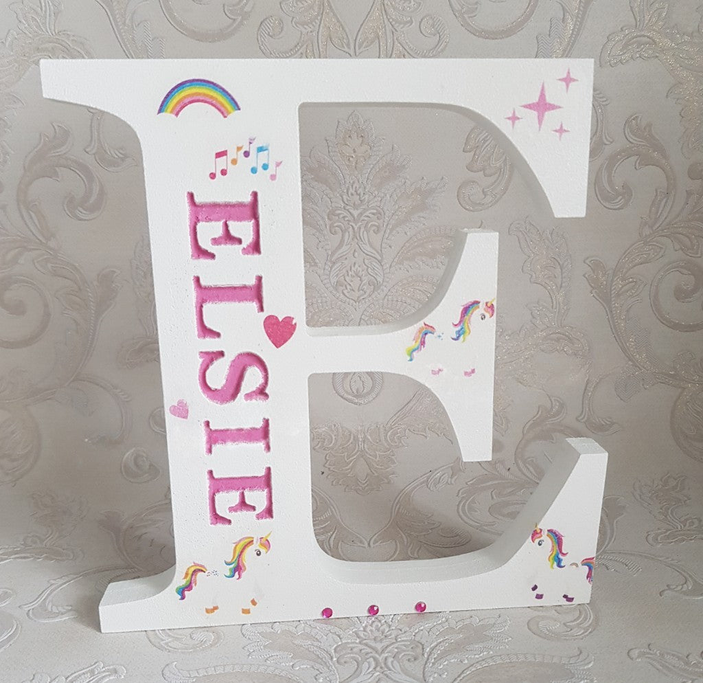 wooden name sign unicorn