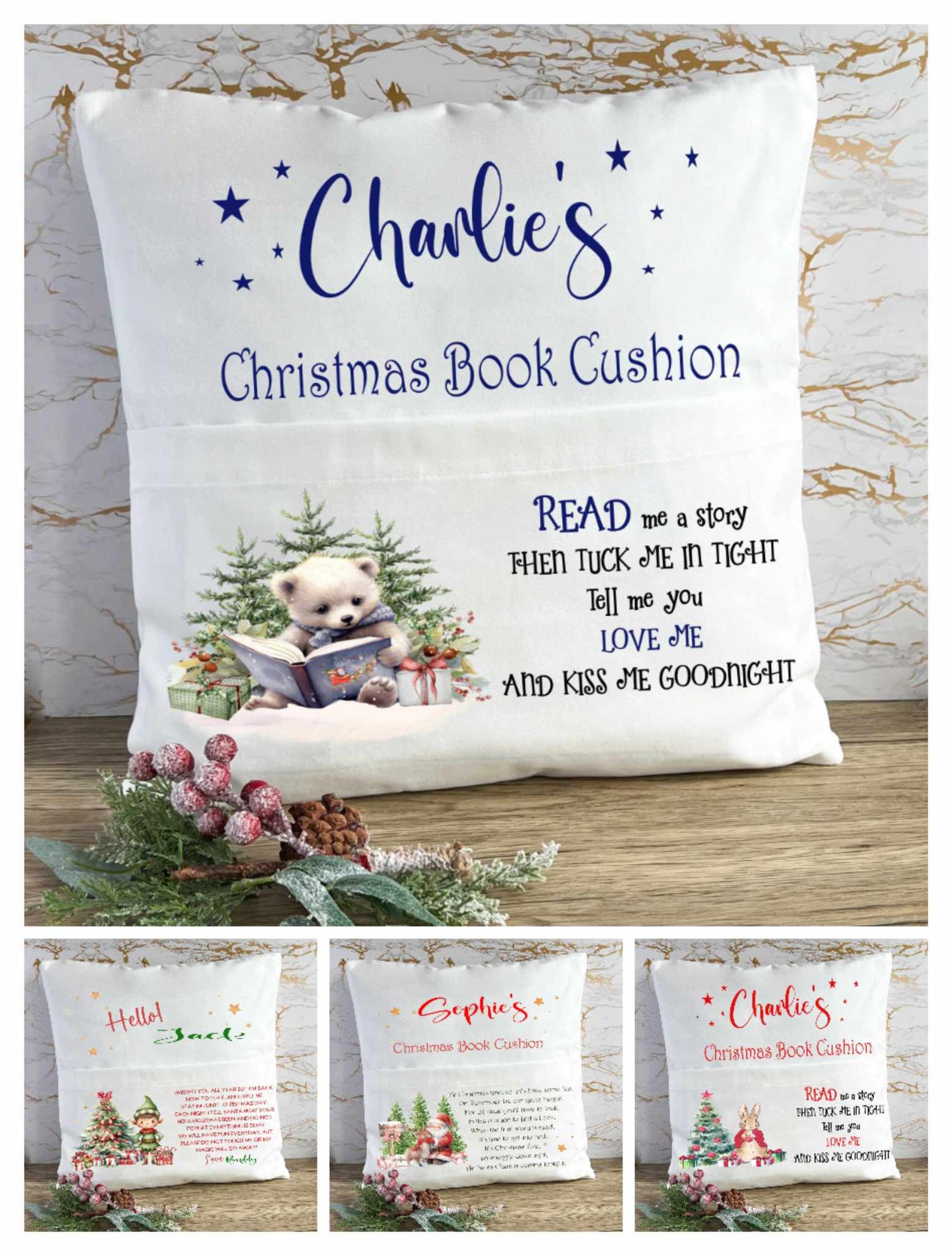 christmas pocket cushions
