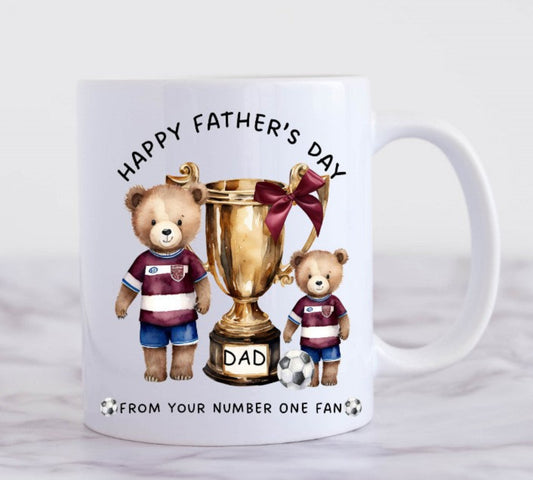dad trophy mug football themed with teddy bear