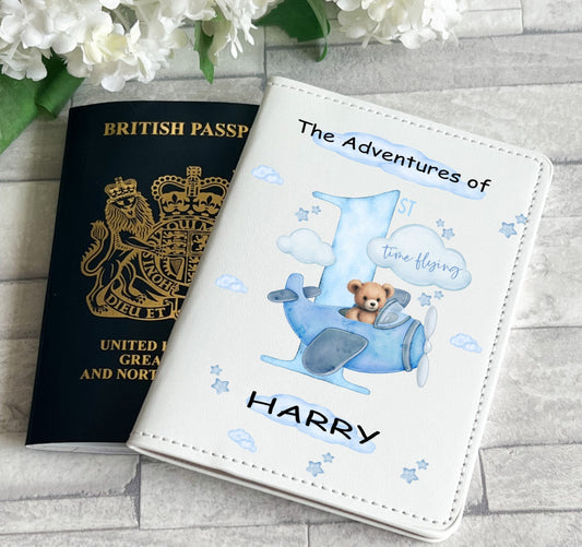 Personalised Passport Cover - First Time Flying (2 colours available)