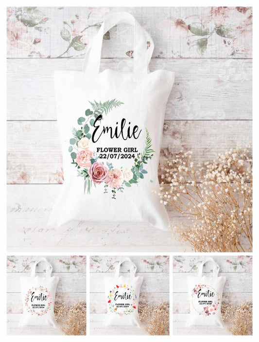 flower girl tote bags flowers