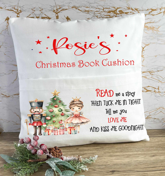 nutcracker and ballerina book cushion