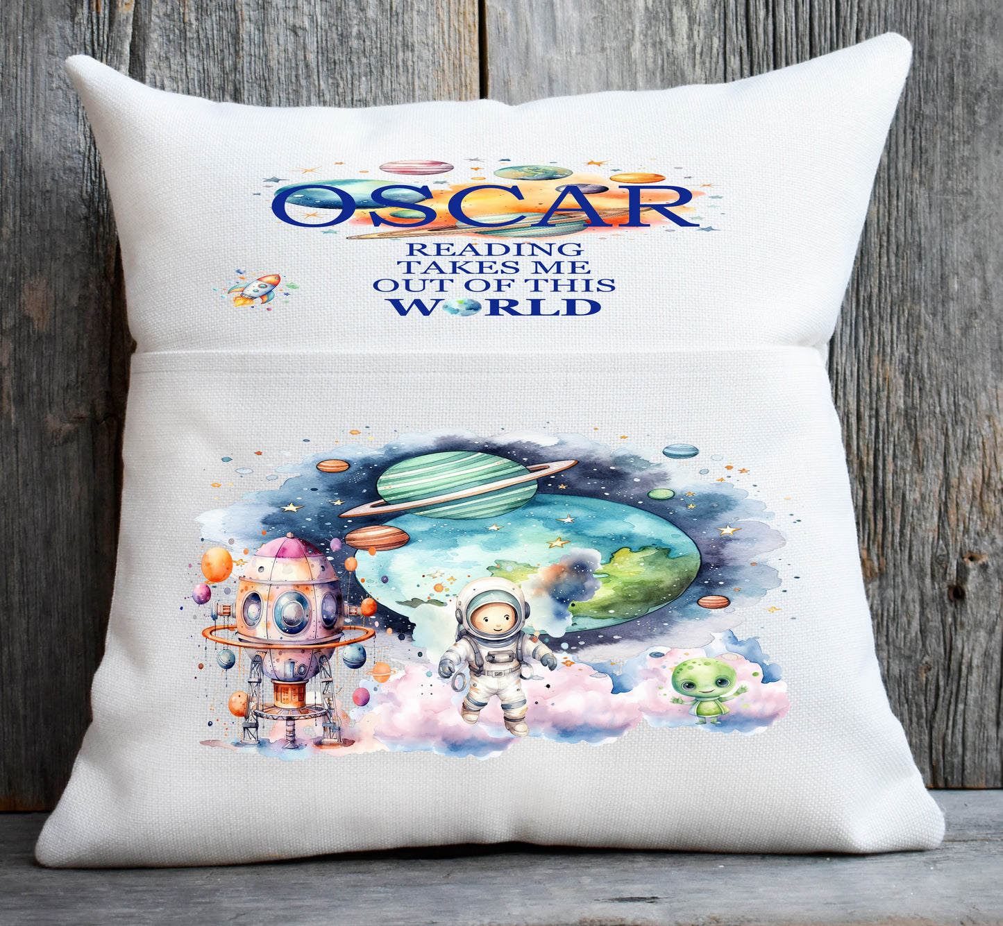 space theme book cushion