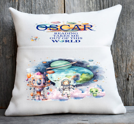 space theme book cushion