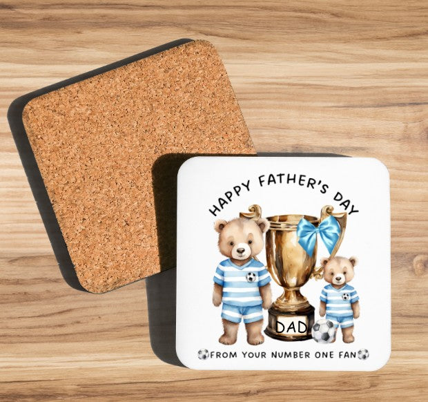dad coaster blue football stripes