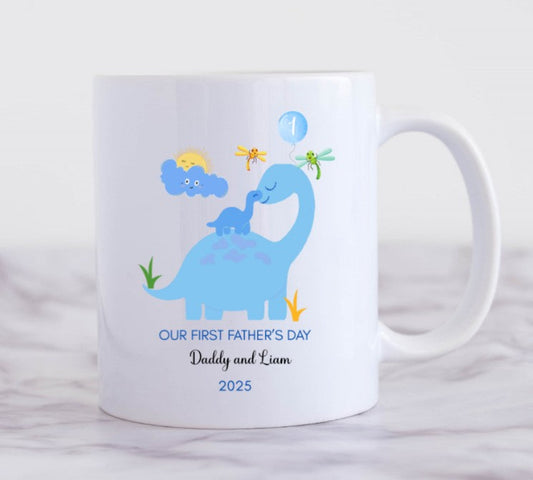 blue dinosaur mug