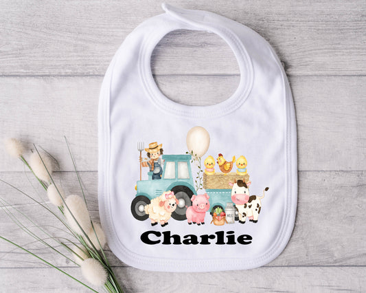 blue tractor bib