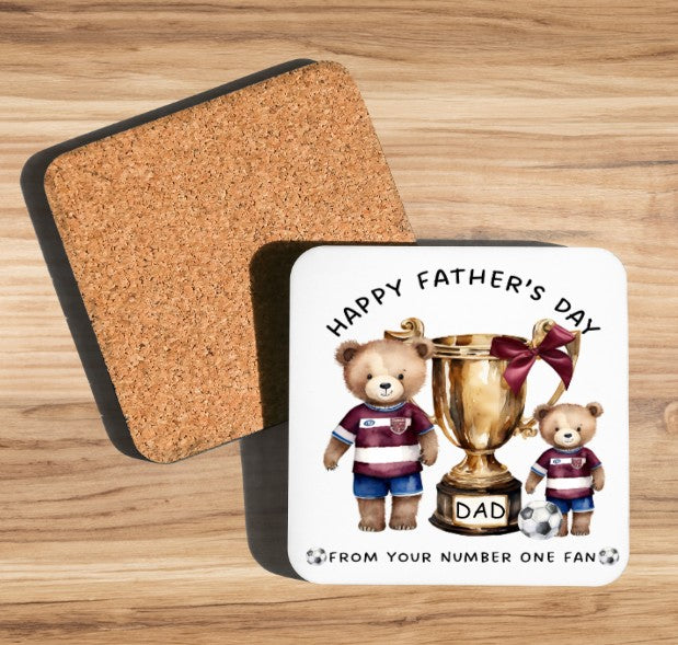 dad coaster burgundy football stripes