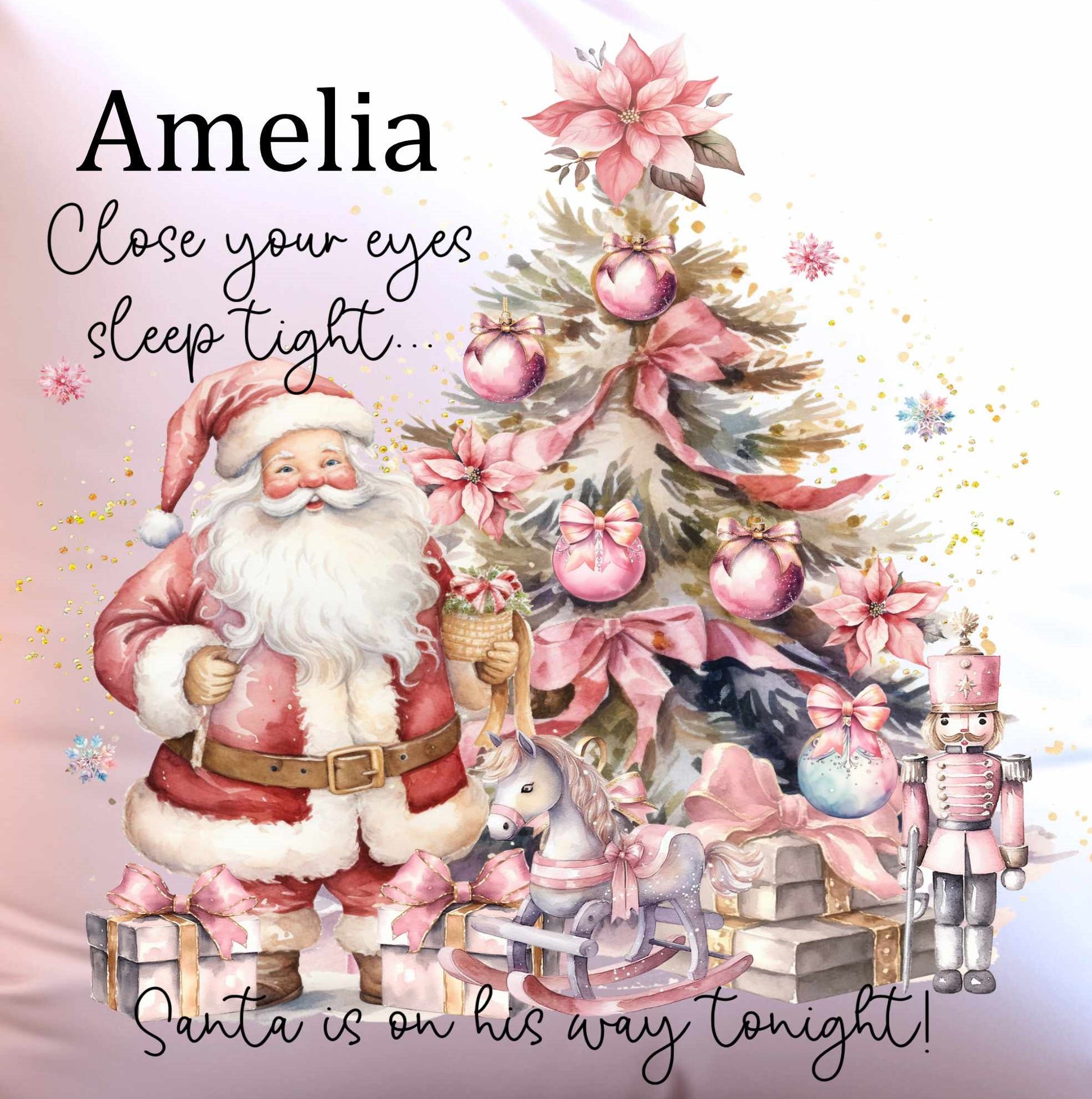 pink santa theme close up