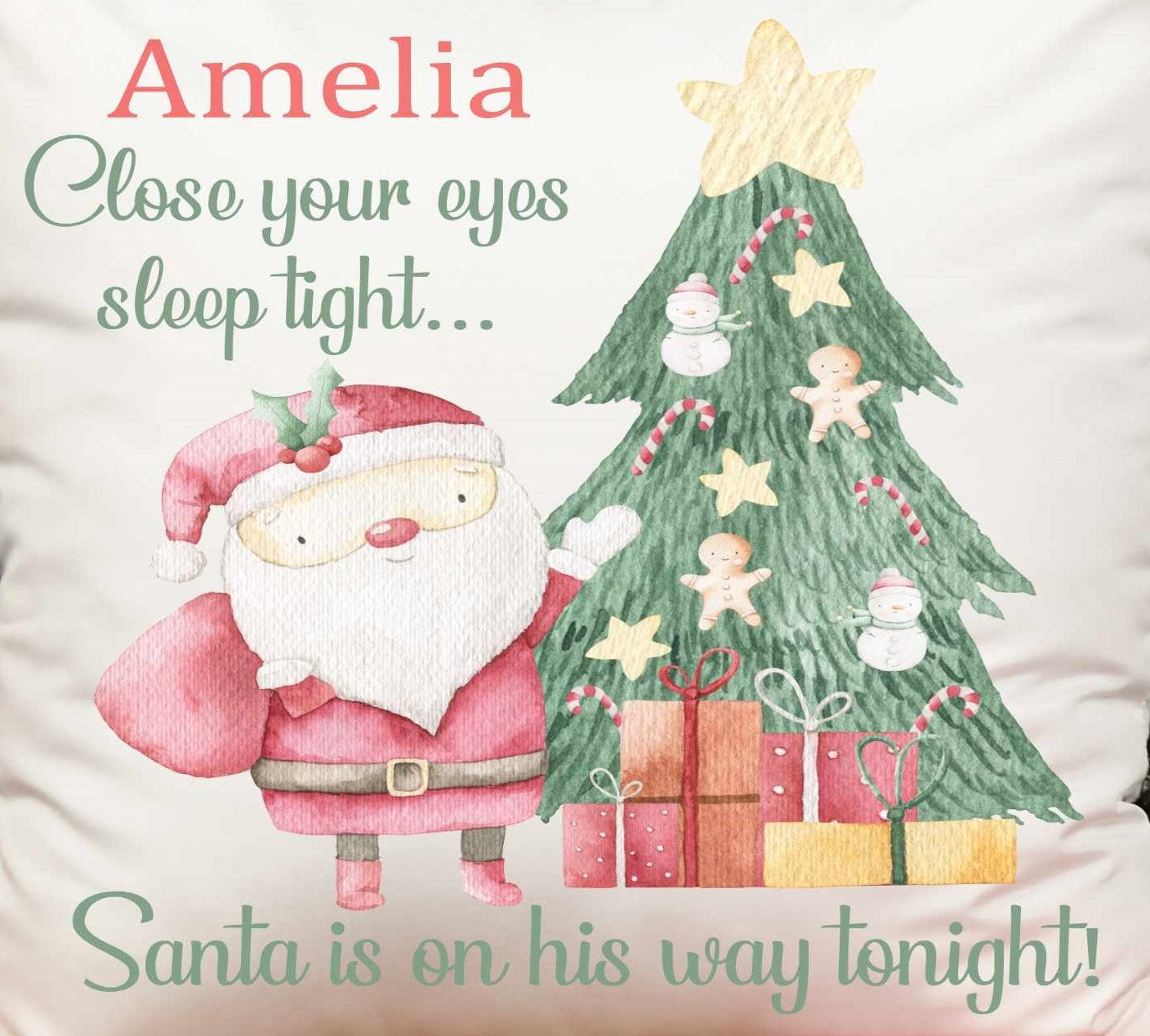 christmas eve cushion close up
