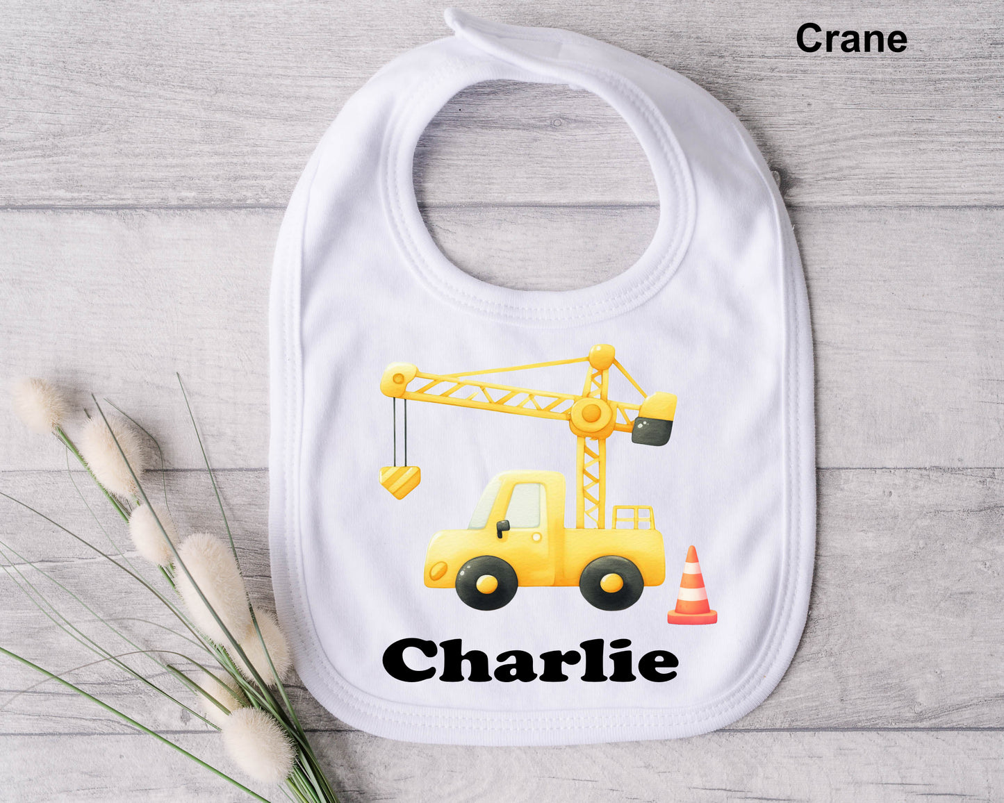 crane themed baby bib
