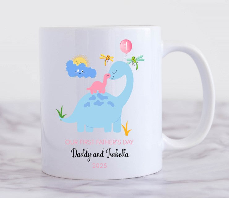 pink dinosaur mug