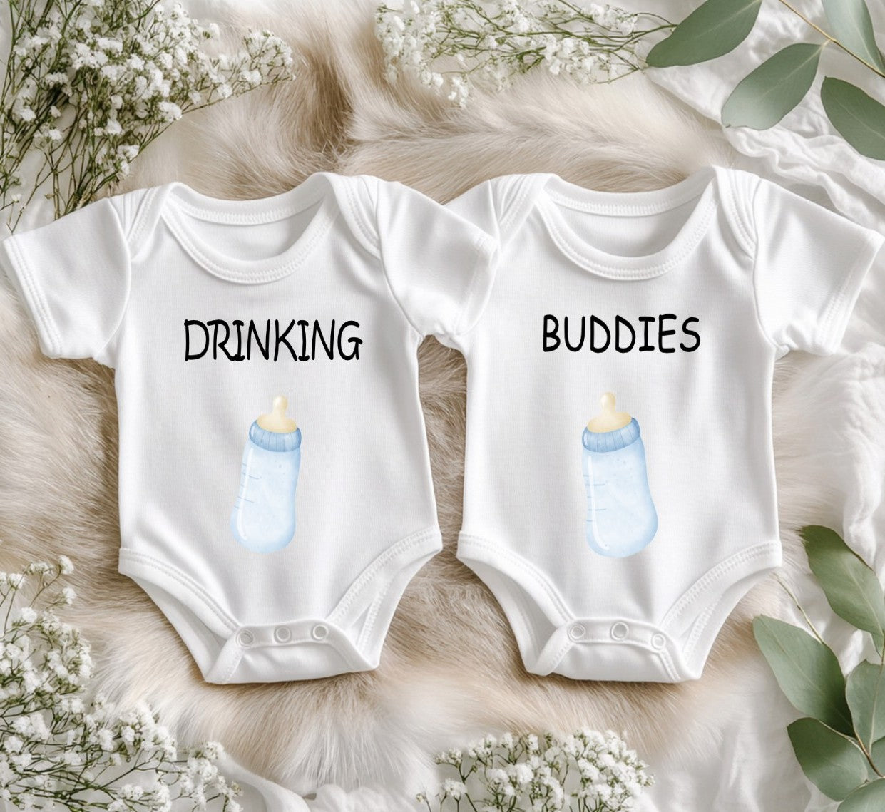 drinking buddies novelty twin vests blue