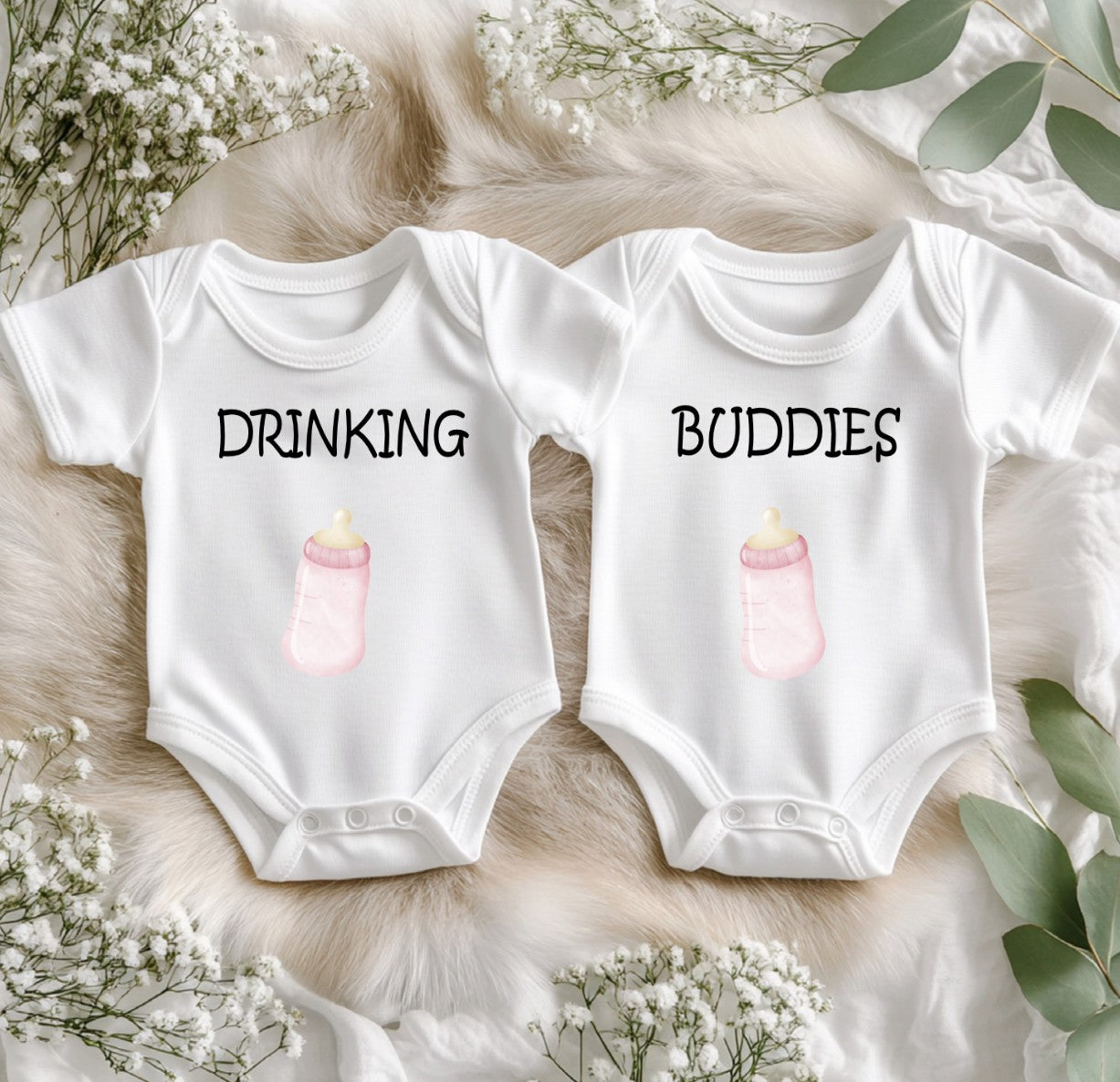 drinking buddies novelty twin vests pink