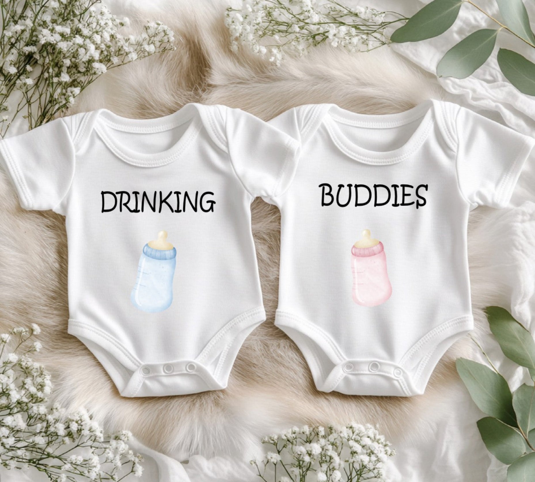 novelty twin baby vests