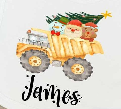 close up of christmas dump truck