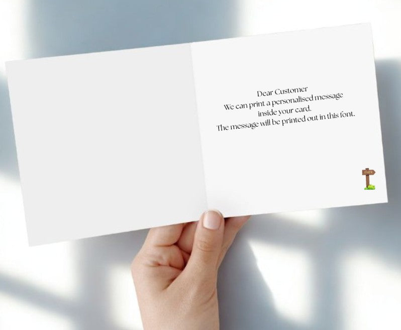 inside of greeting card with farm sign