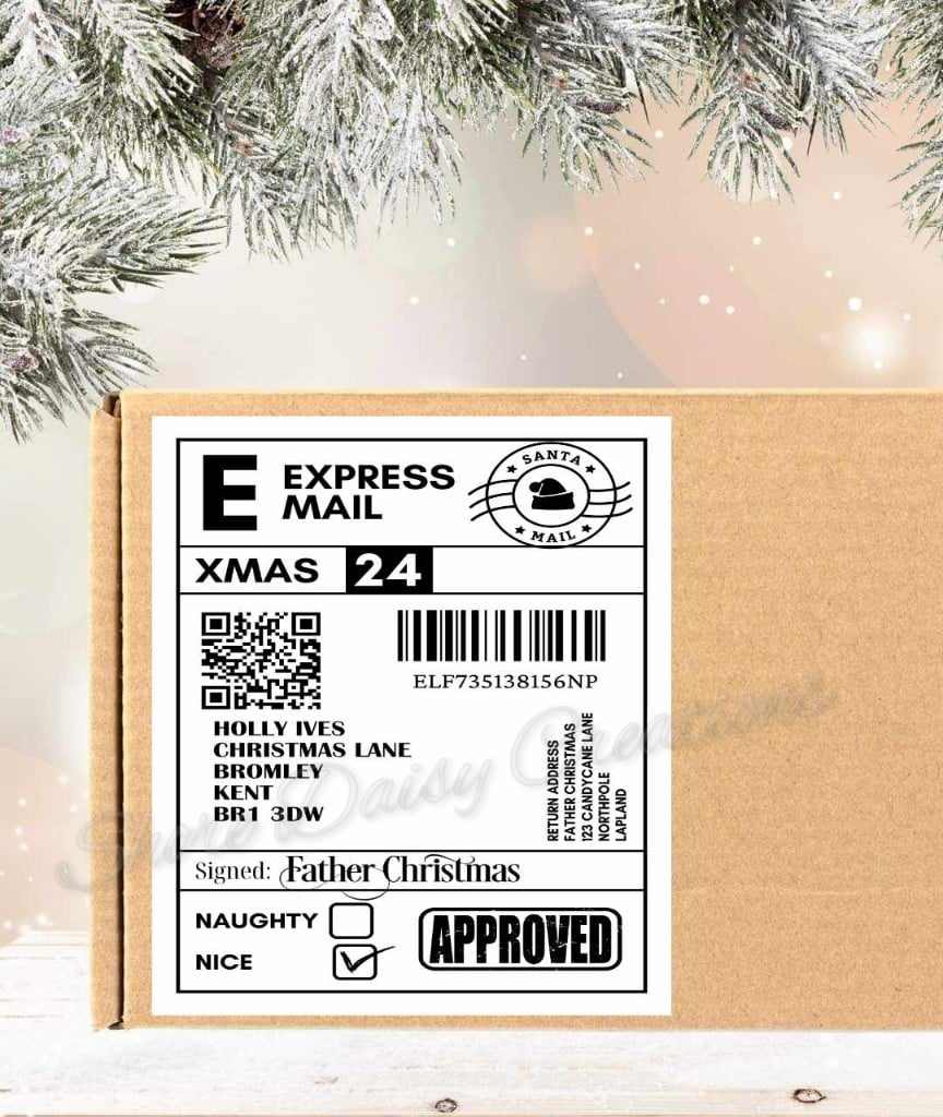 father christmas postage label