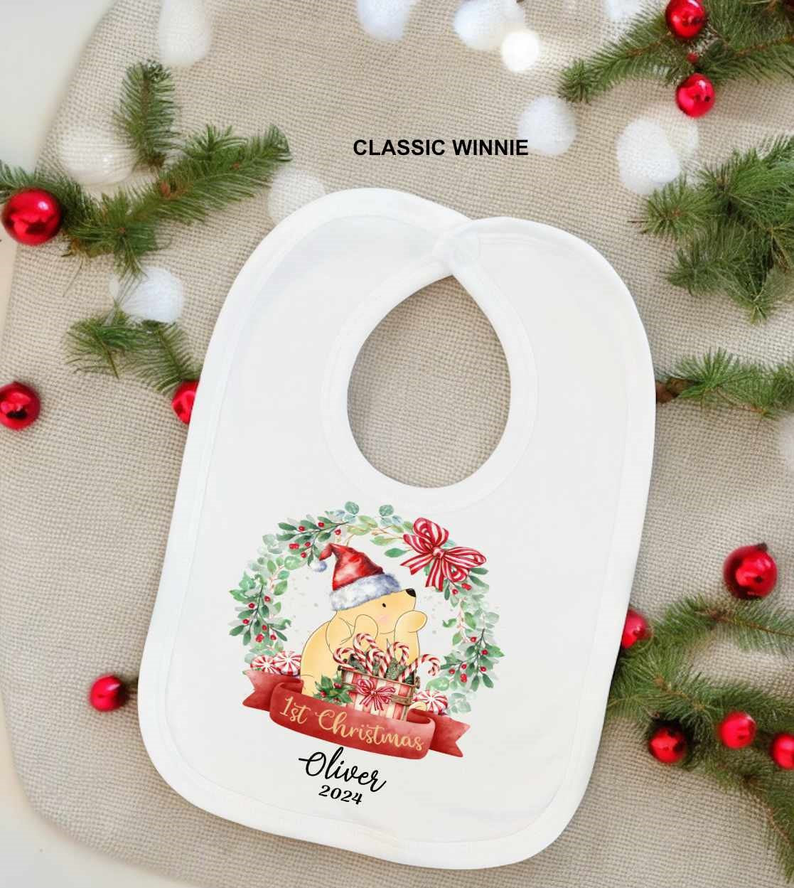 1st christmas baby bib