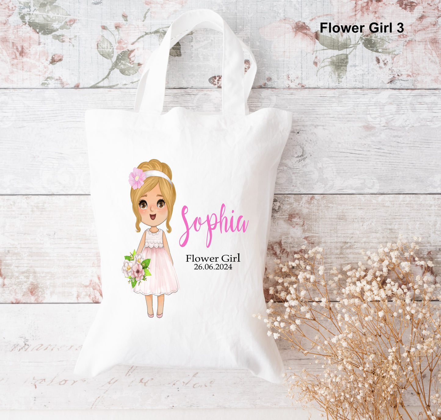 flowergirl blond hair tote bag