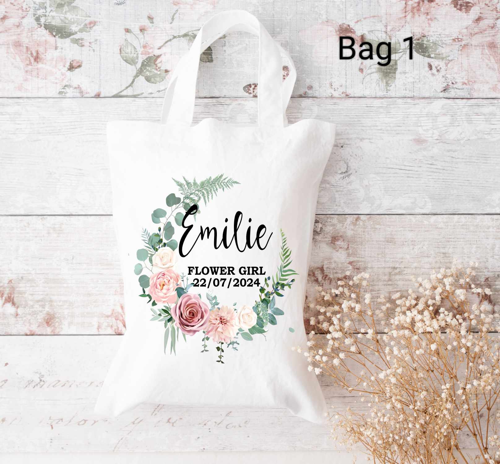 flowergirl tote bag pink flowers
