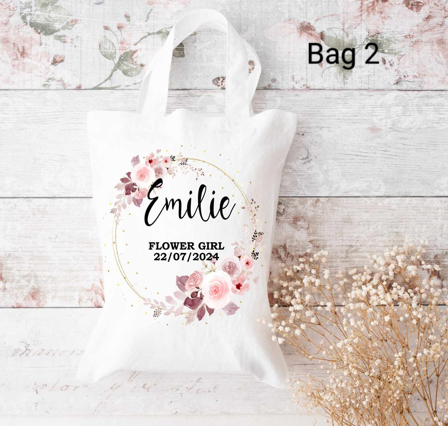flowergirl tote bag pink flowers