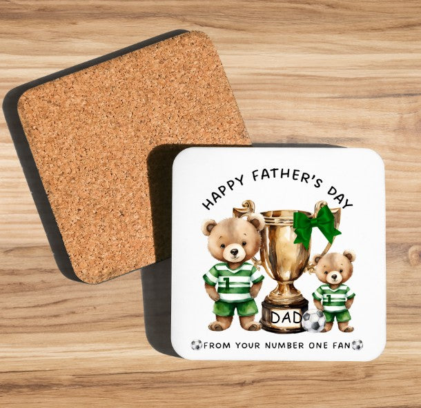 dad coaster green football stripes