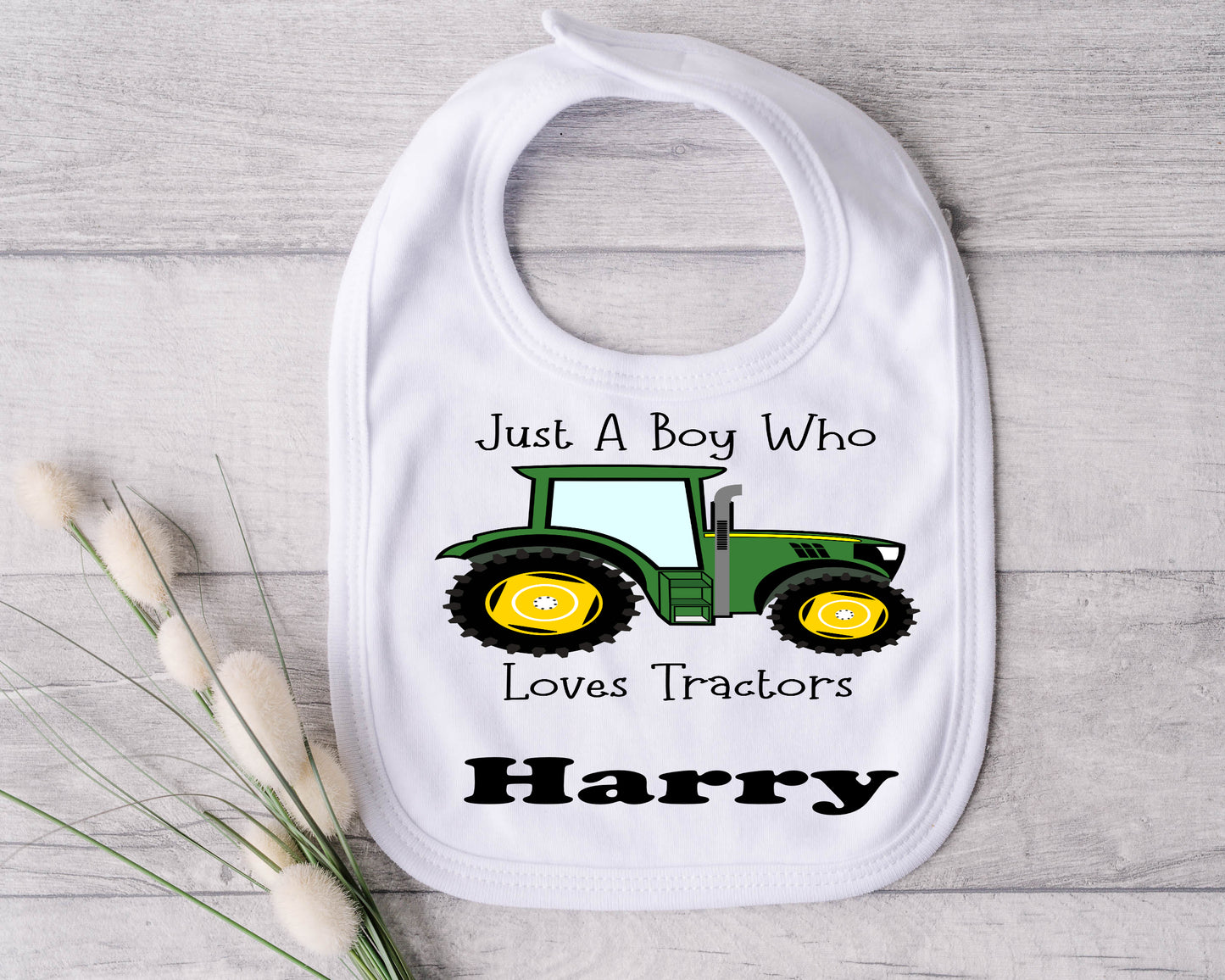 green tractor bib