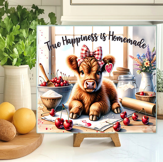 Highland Cow Glass Chopping Board (Small)