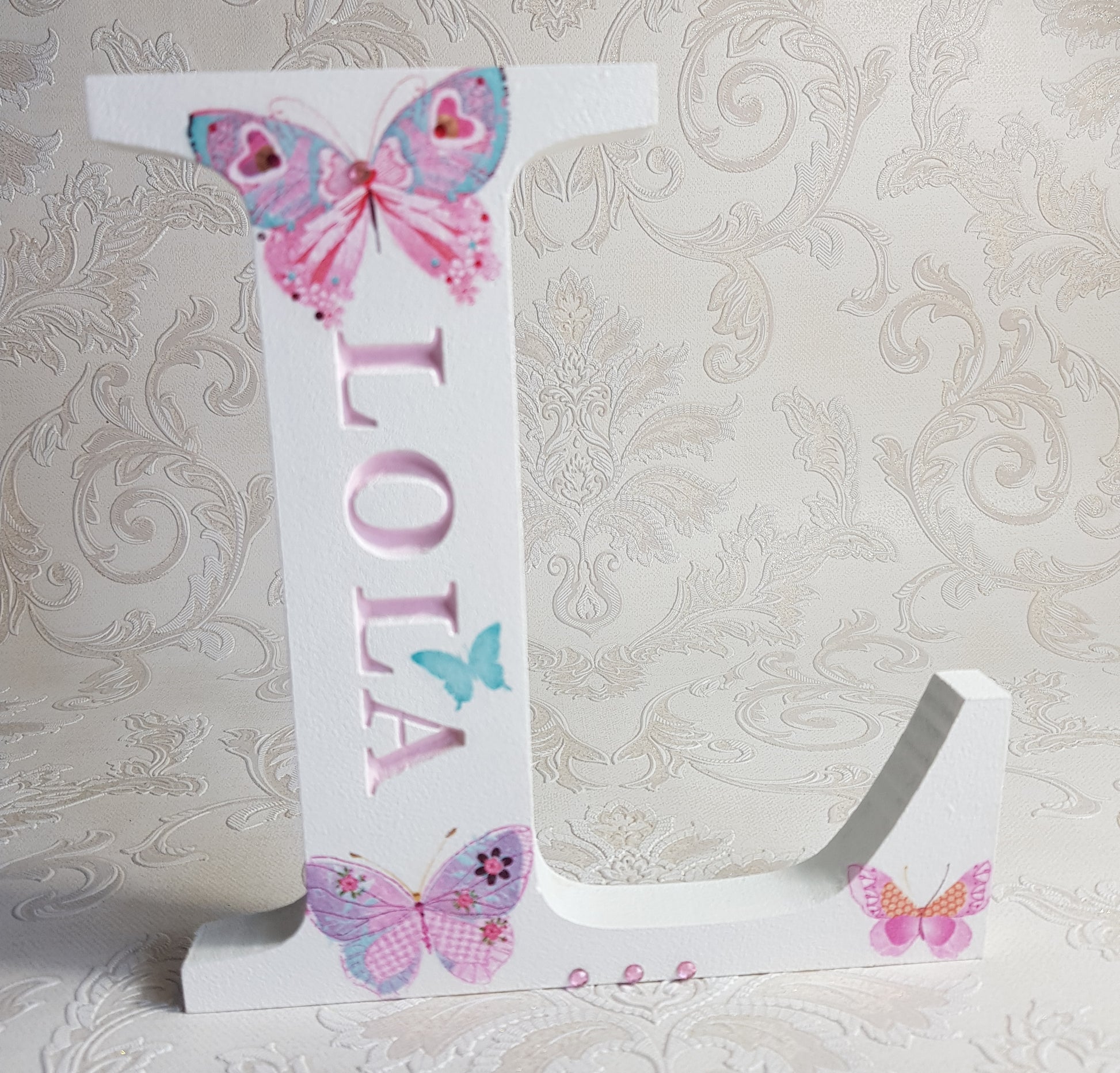 butterfly themed wooden name letter