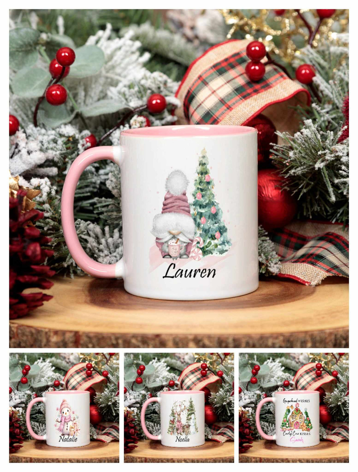 pink christmas mugs