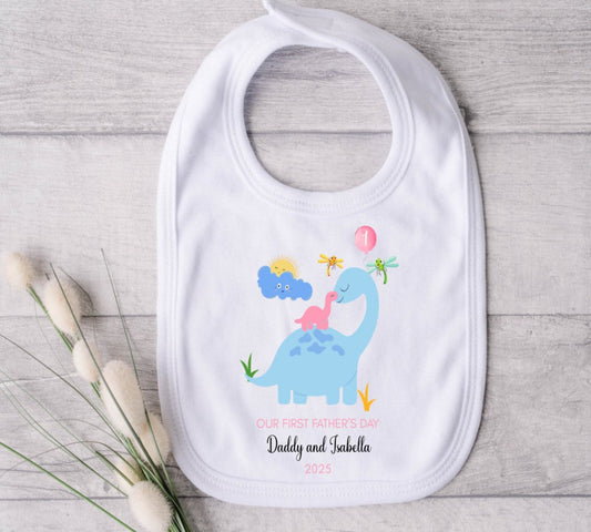 pink dinosaur bib