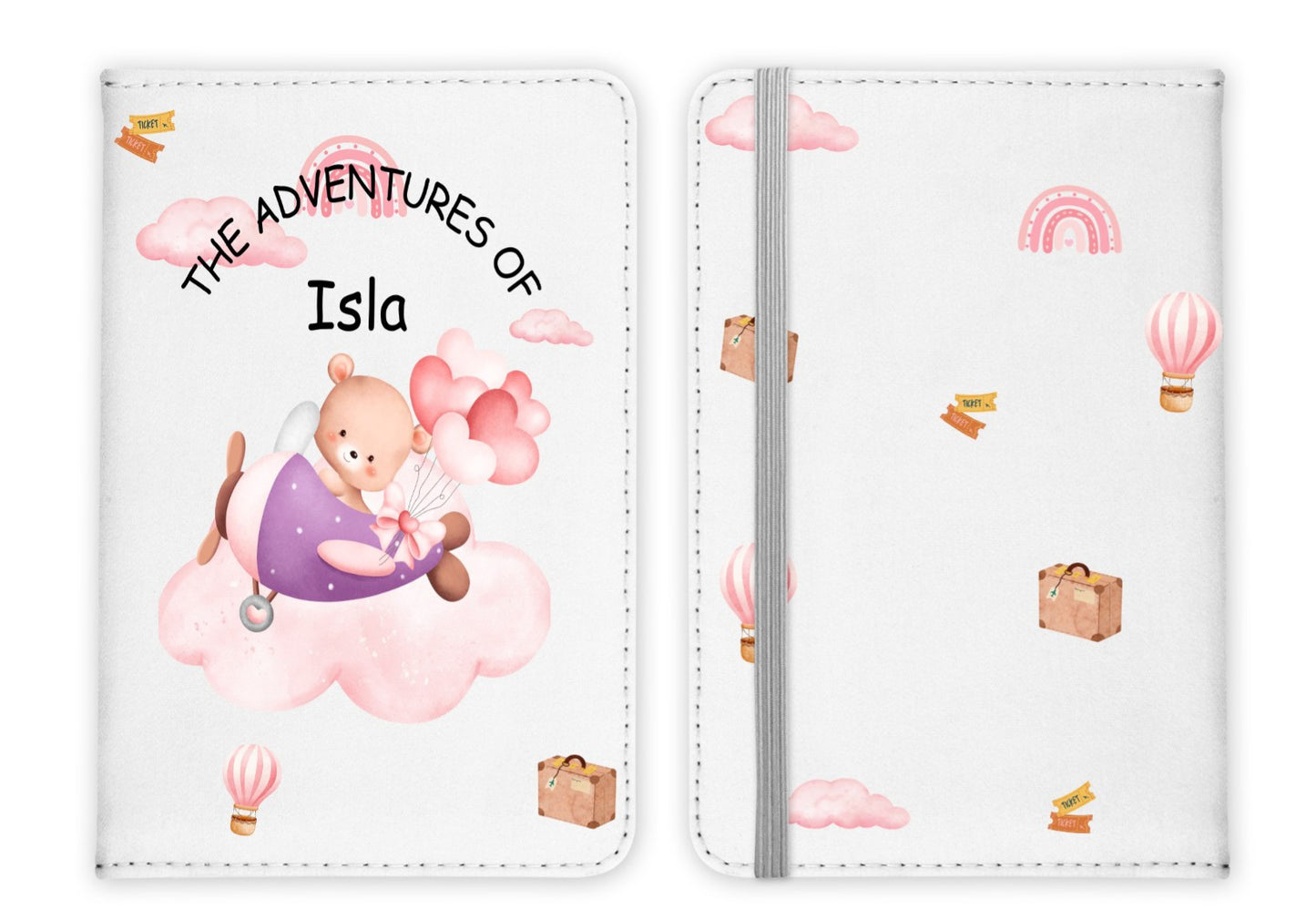 Personalised Passport Cover - Teddy On Plane (2 Colours available)