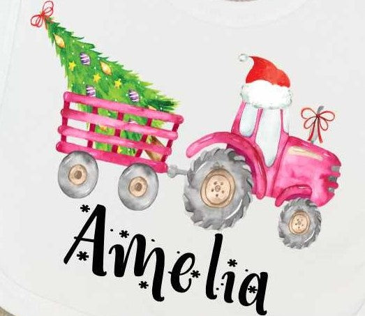 pink tractor close up