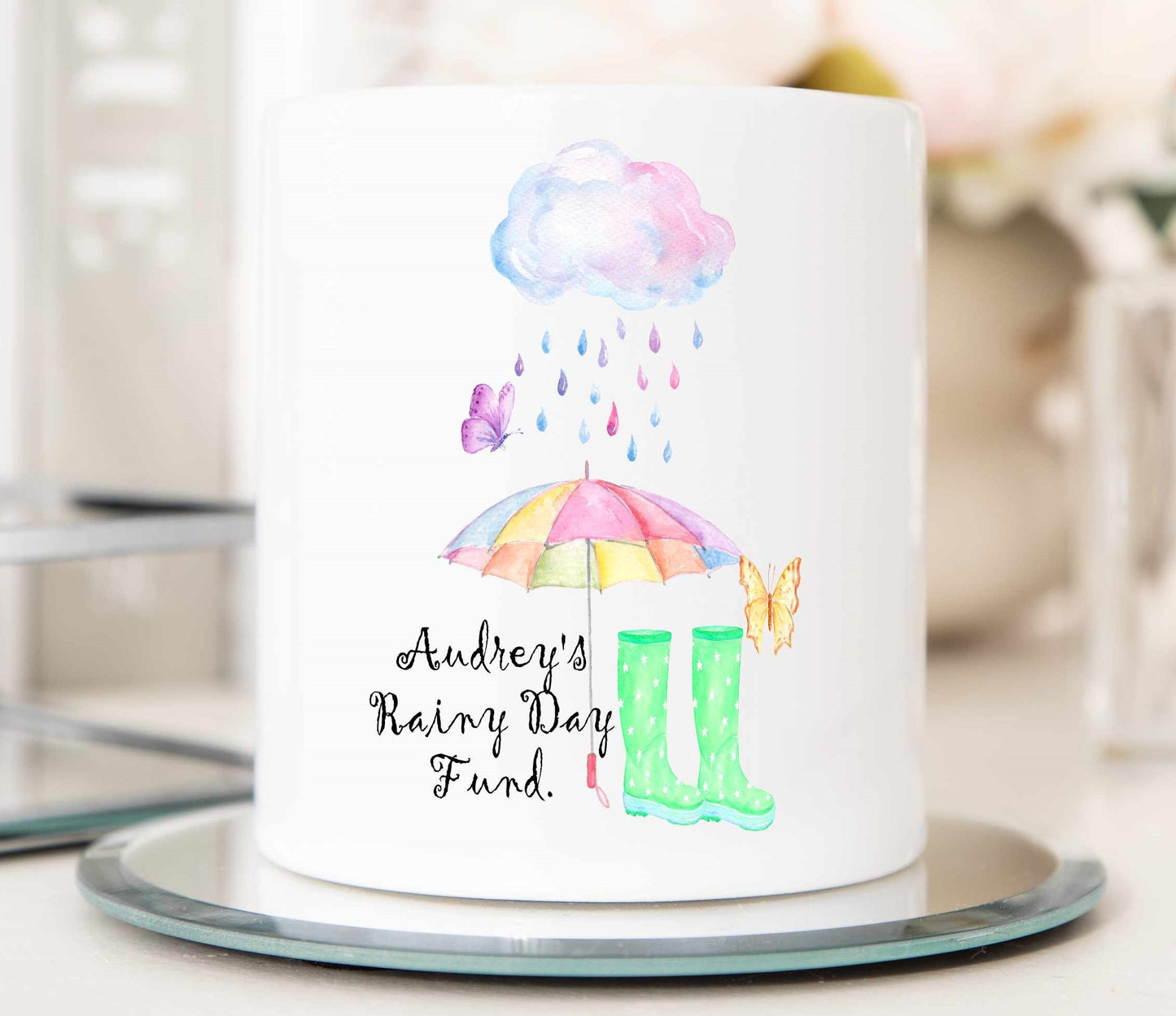 rainy day money boxes green boots