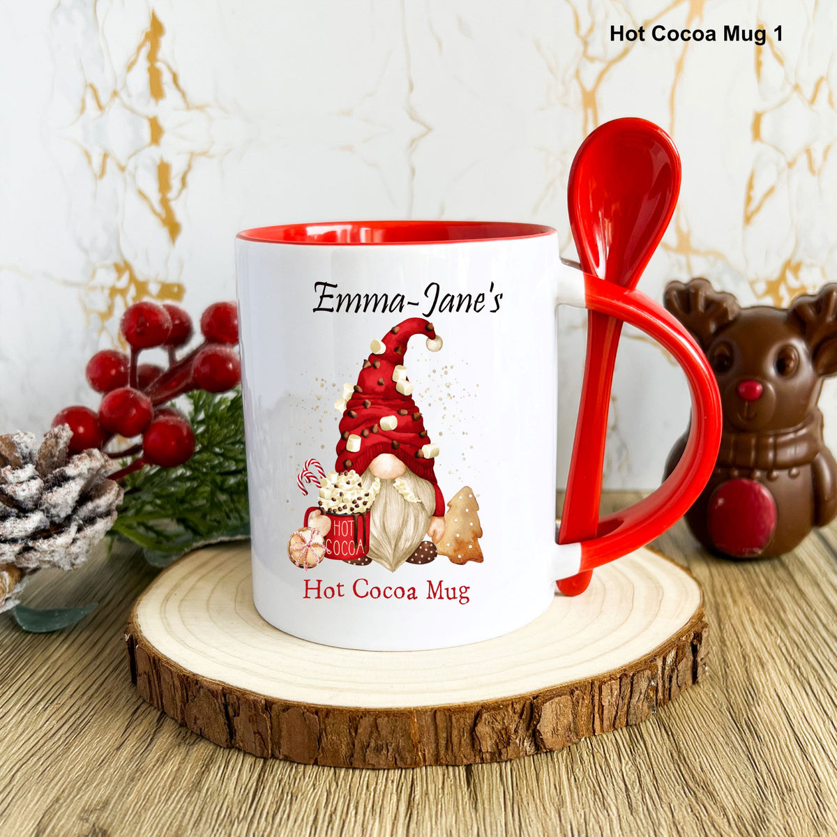 gonk christmas mug and spoon hot cocoa
