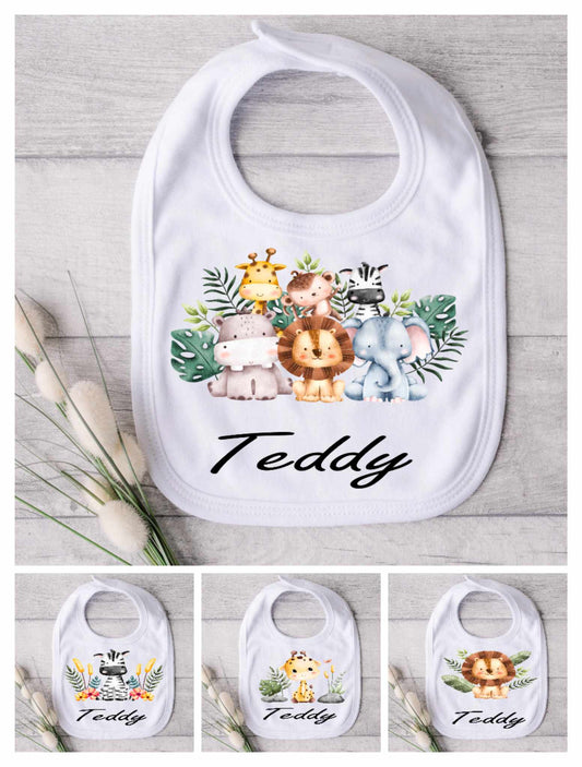 Personalised Safari Themed Bibs