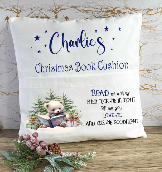 polar bear reading cushion