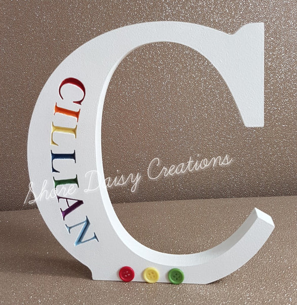 Personalised Freestanding Wooden Name Letters (Rainbow)