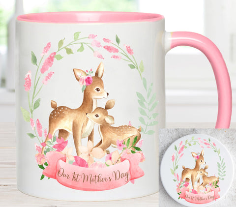 Personalised First Mother's Day Mug and Coaster Set (Deer)